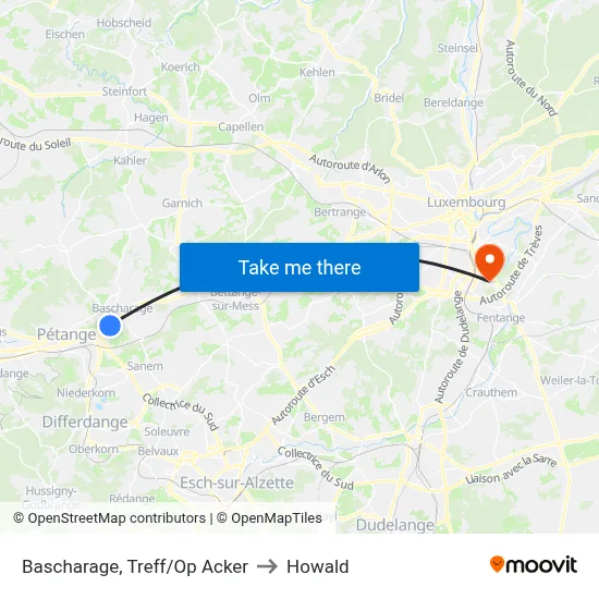 Bascharage, Treff/Op Acker to Howald map