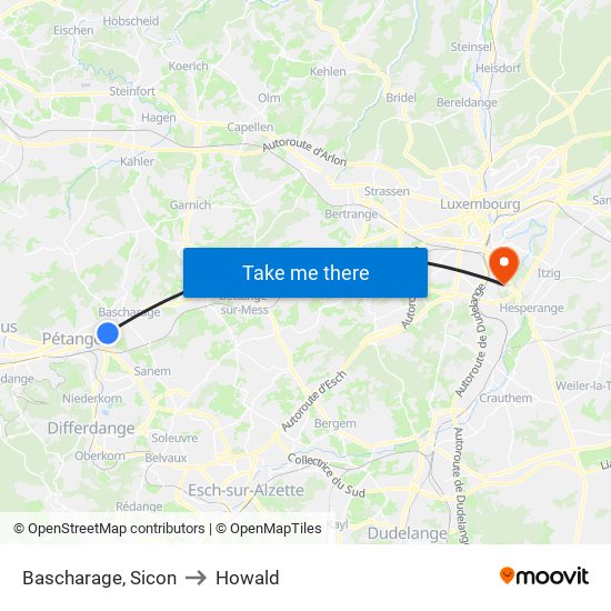 Bascharage, Sicon to Howald map