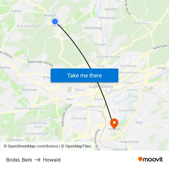 Bridel, Berk to Howald map