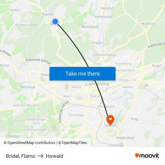 Bridel, Flamo to Howald map