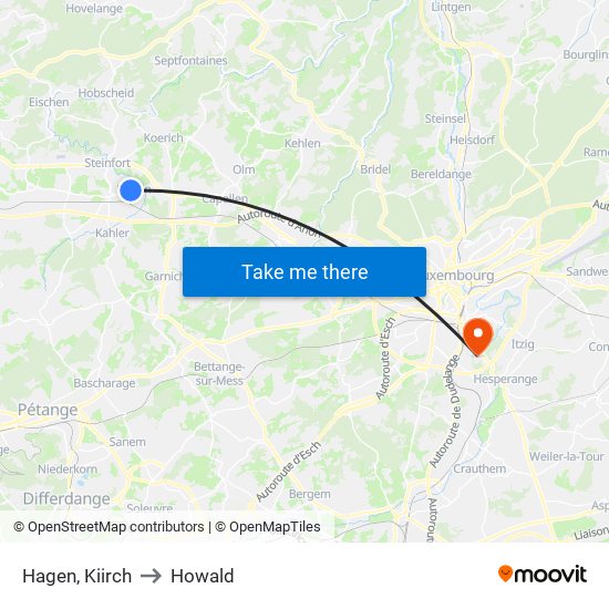 Hagen, Kiirch to Howald map