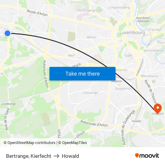 Bertrange, Kierfecht to Howald map