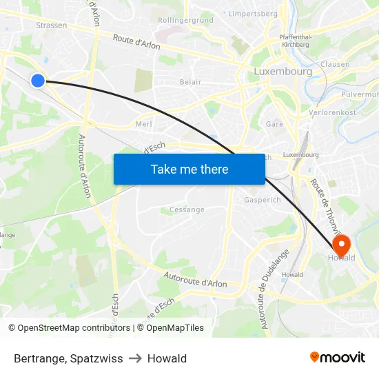 Bertrange, Spatzwiss to Howald map