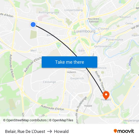 Belair, Rue De L'Ouest to Howald map