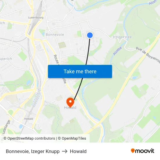 Bonnevoie, Izeger Knupp to Howald map