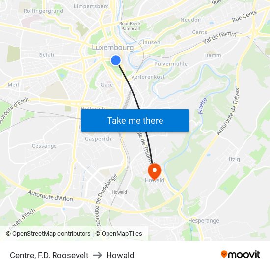 Centre, F.D. Roosevelt to Howald map