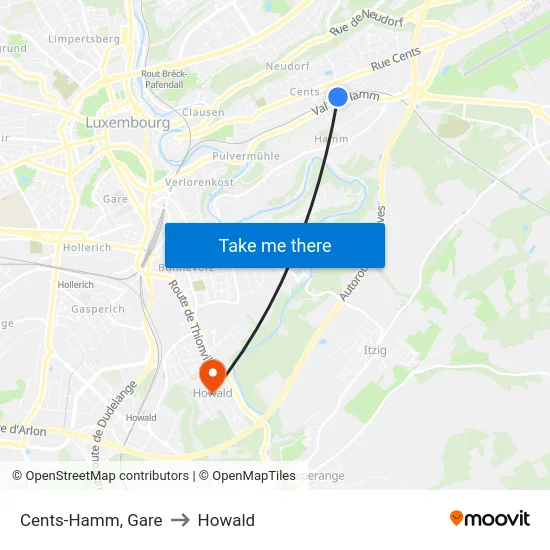 Cents-Hamm, Gare to Howald map