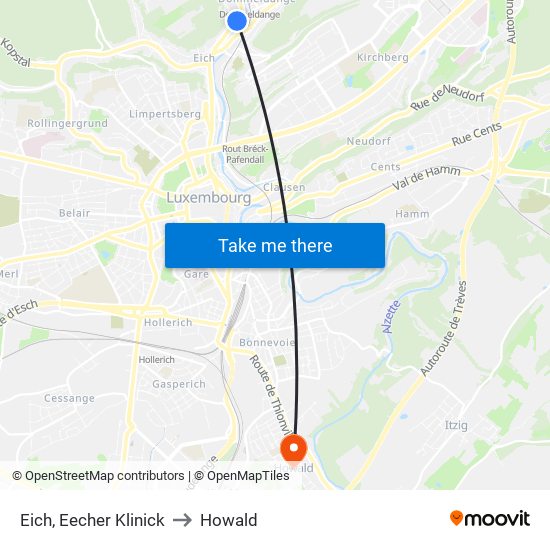Eich, Eecher Klinick to Howald map