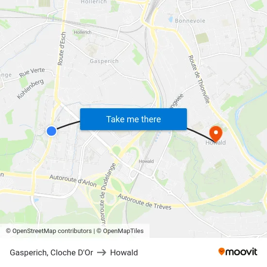 Gasperich, Cloche D'Or to Howald map