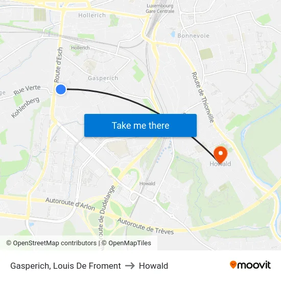 Gasperich, Louis De Froment to Howald map