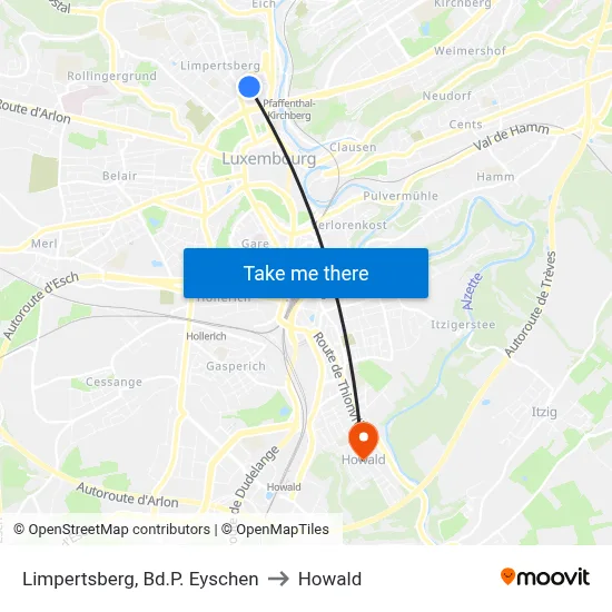 Limpertsberg, Bd.P. Eyschen to Howald map
