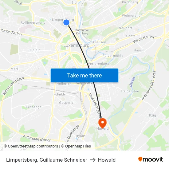 Limpertsberg, Guillaume Schneider to Howald map