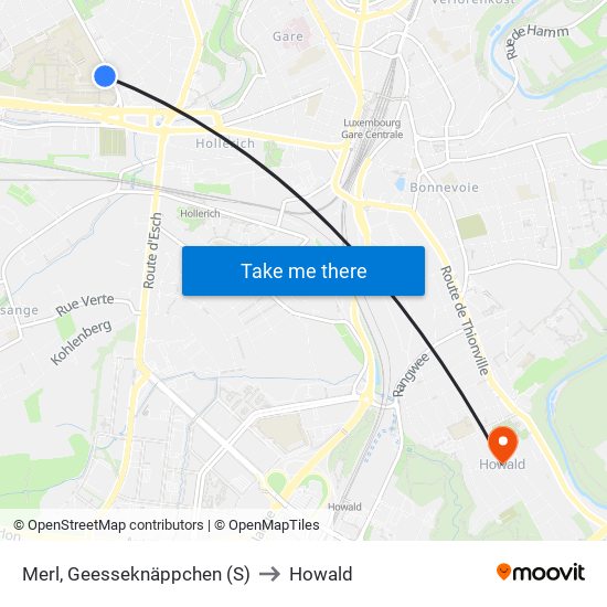 Merl, Geesseknäppchen (S) to Howald map