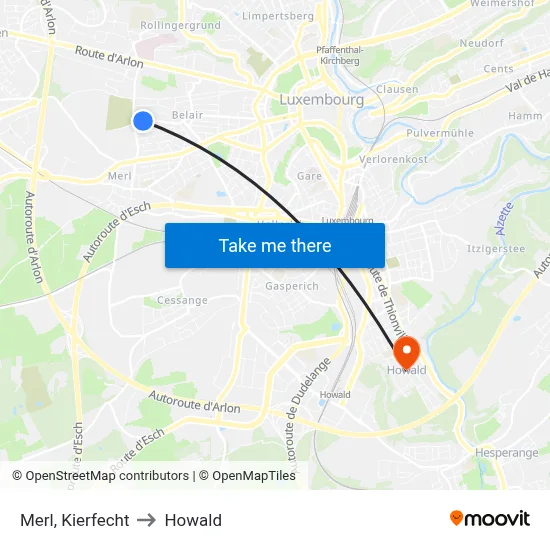 Merl, Kierfecht to Howald map