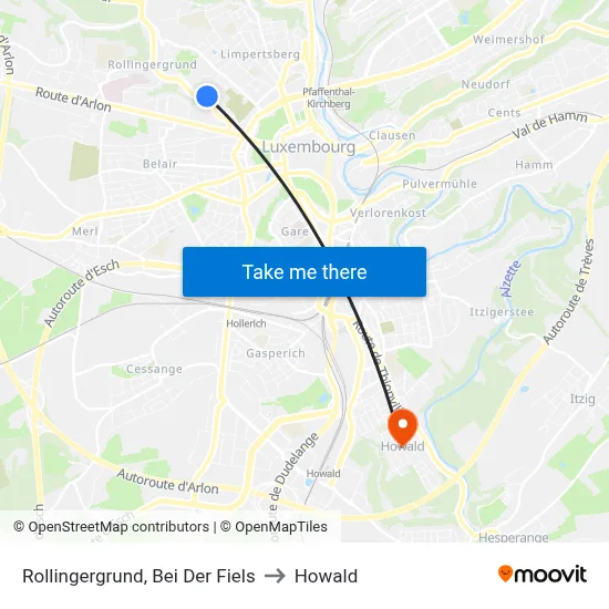 Rollingergrund, Bei Der Fiels to Howald map