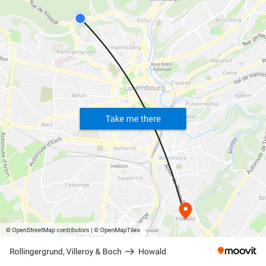 Rollingergrund, Villeroy & Boch to Howald map