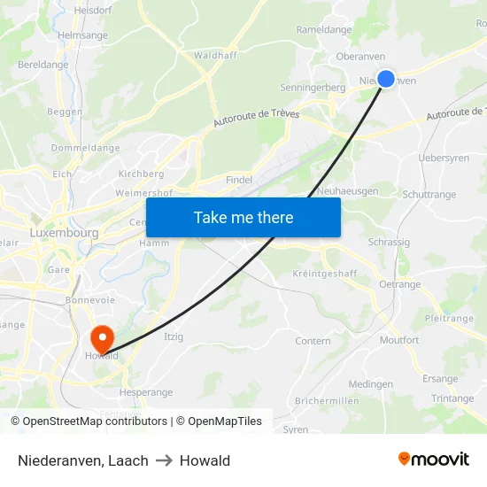 Niederanven, Laach to Howald map