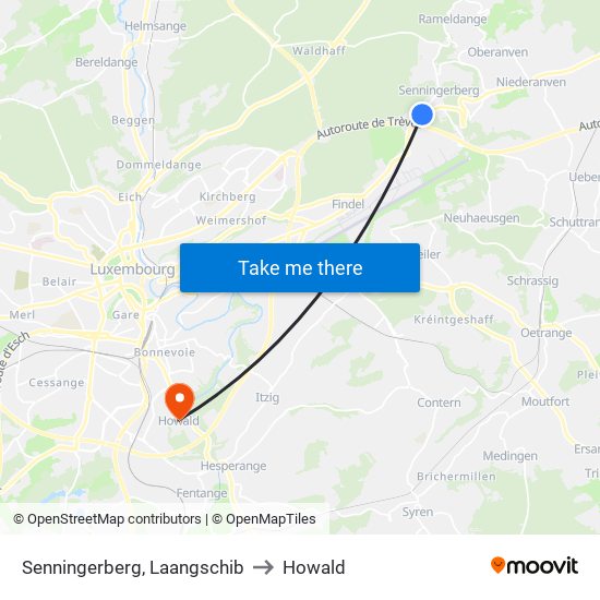 Senningerberg, Laangschib to Howald map