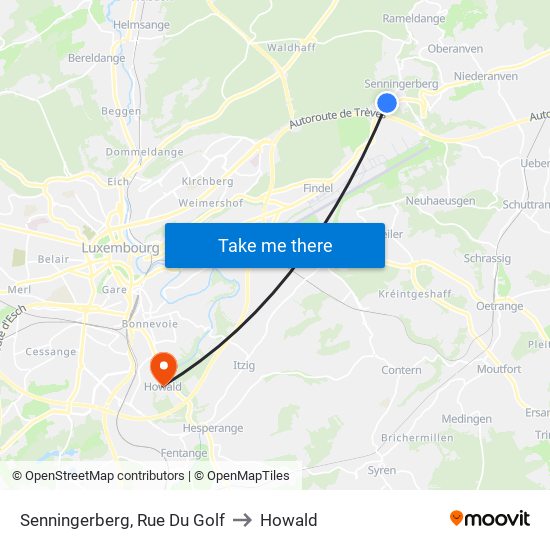 Senningerberg, Rue Du Golf to Howald map