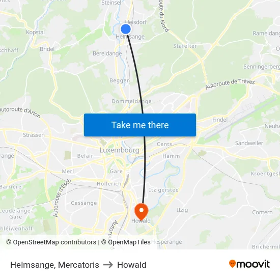 Helmsange, Mercatoris to Howald map