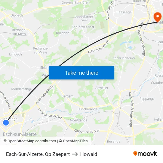 Esch-Sur-Alzette, Op Zaepert to Howald map