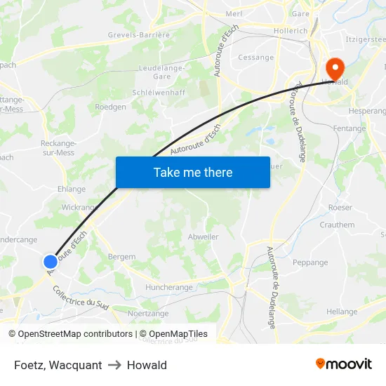 Foetz, Wacquant to Howald map
