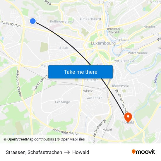 Strassen, Schafsstrachen to Howald map