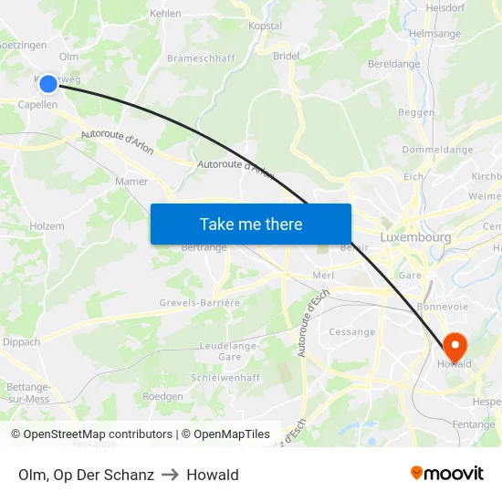 Olm, Op Der Schanz to Howald map