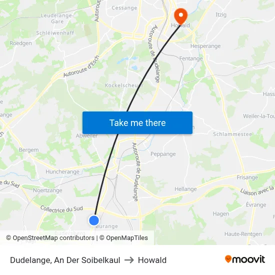 Dudelange, An Der Soibelkaul to Howald map