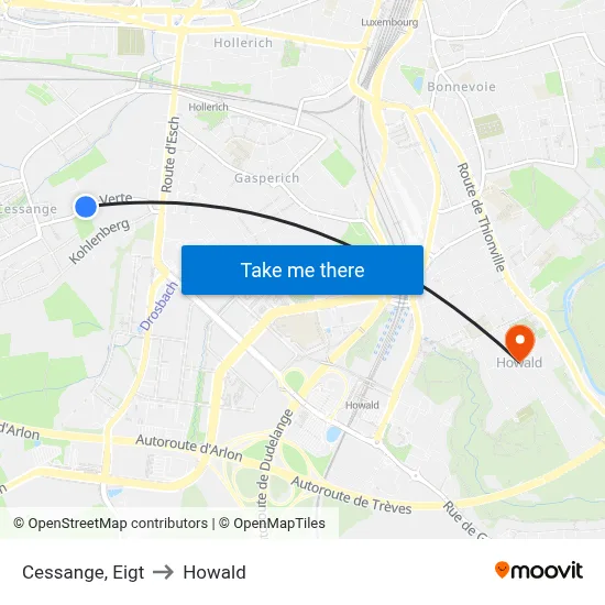 Cessange, Eigt to Howald map