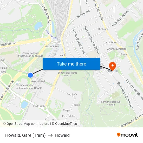 Howald, Gare (Tram) to Howald map