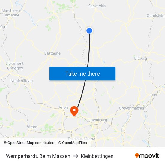 Wemperhardt, Beim Massen to Kleinbettingen map