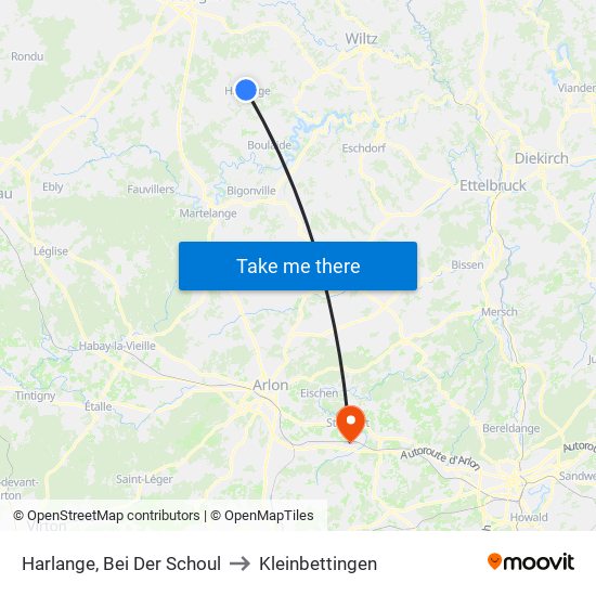 Harlange, Bei Der Schoul to Kleinbettingen map