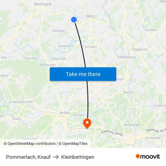 Pommerlach, Knauf to Kleinbettingen map