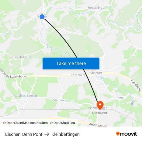 Eischen, Denn Pont to Kleinbettingen map