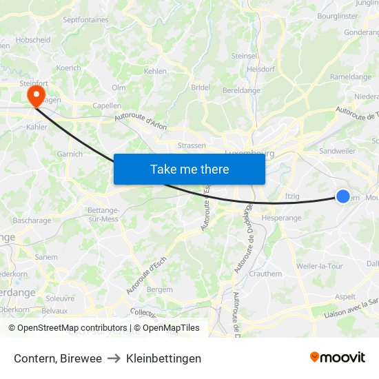 Contern, Birewee to Kleinbettingen map