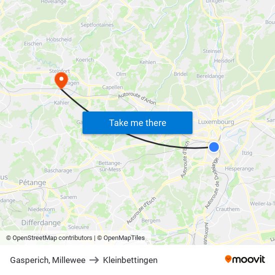 Gasperich, Millewee to Kleinbettingen map