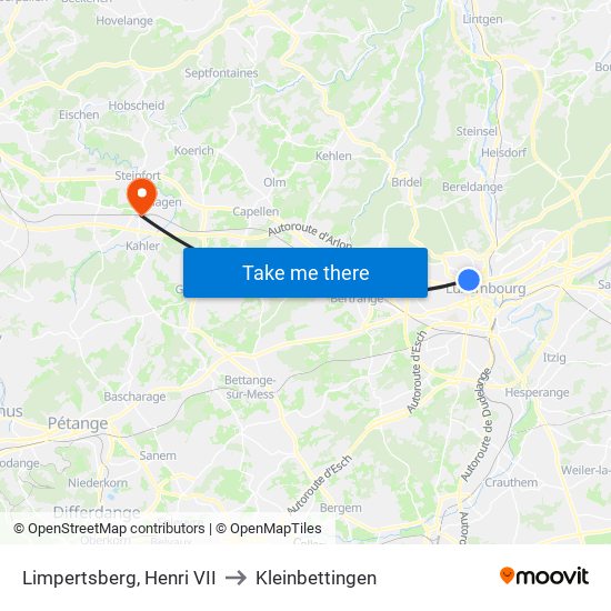 Limpertsberg, Henri VII to Kleinbettingen map