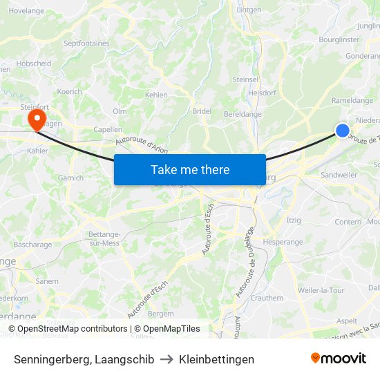 Senningerberg, Laangschib to Kleinbettingen map