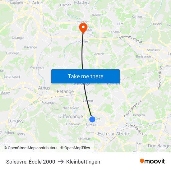 Soleuvre, École 2000 to Kleinbettingen map