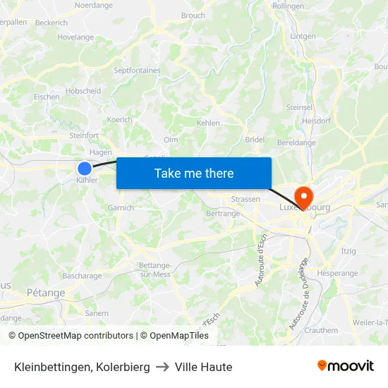 Kleinbettingen, Kolerbierg to Ville Haute map