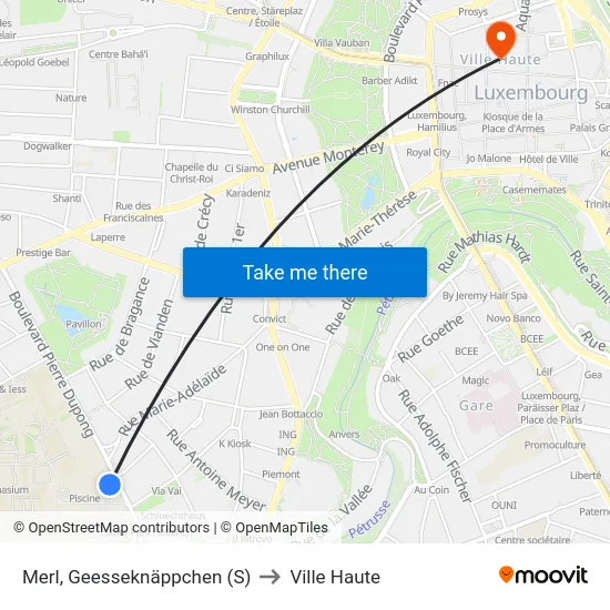 Merl, Geesseknäppchen (S) to Ville Haute map