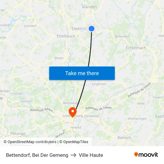 Bettendorf, Bei Der Gemeng to Ville Haute map