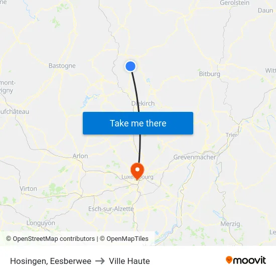 Hosingen, Eesberwee to Ville Haute map