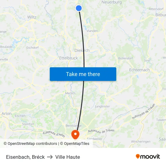 Eisenbach, Bréck to Ville Haute map