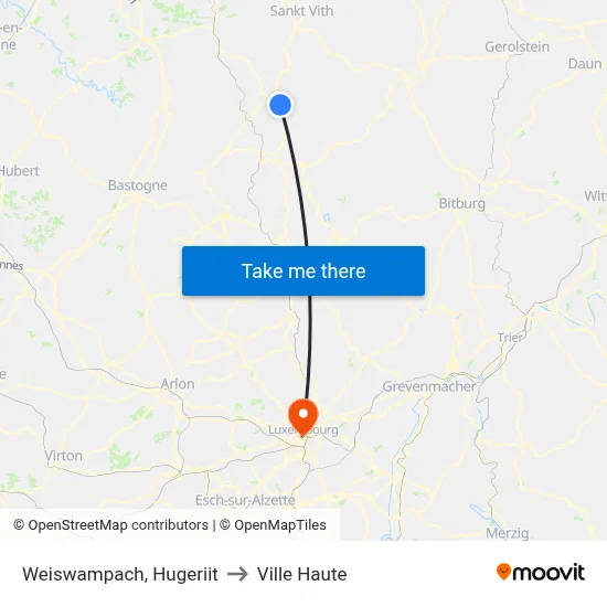 Weiswampach, Hugeriit to Ville Haute map