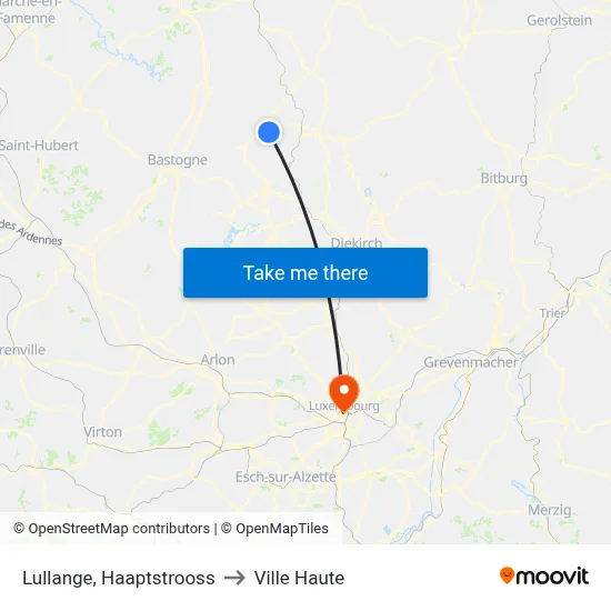 Lullange, Haaptstrooss to Ville Haute map