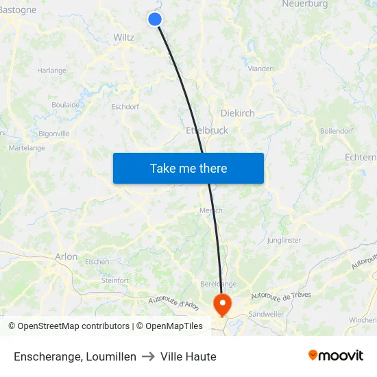 Enscherange, Loumillen to Ville Haute map