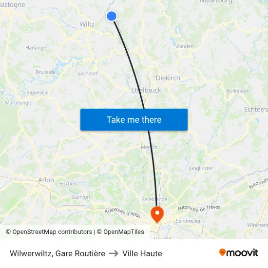 Wilwerwiltz, Gare Routière to Ville Haute map