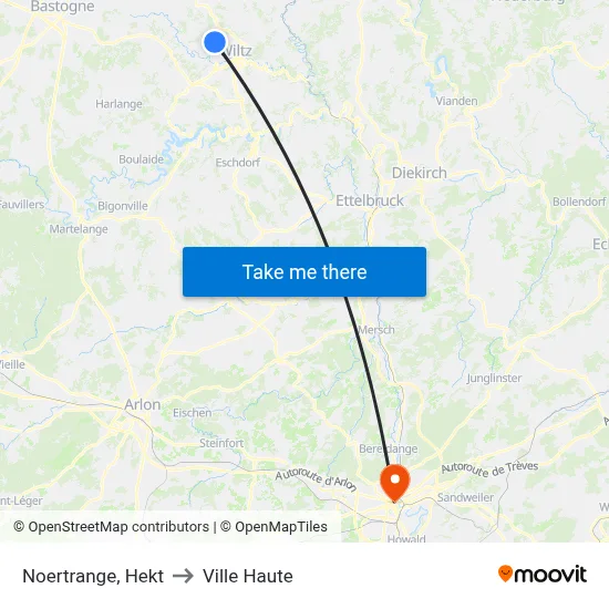 Noertrange, Hekt to Ville Haute map